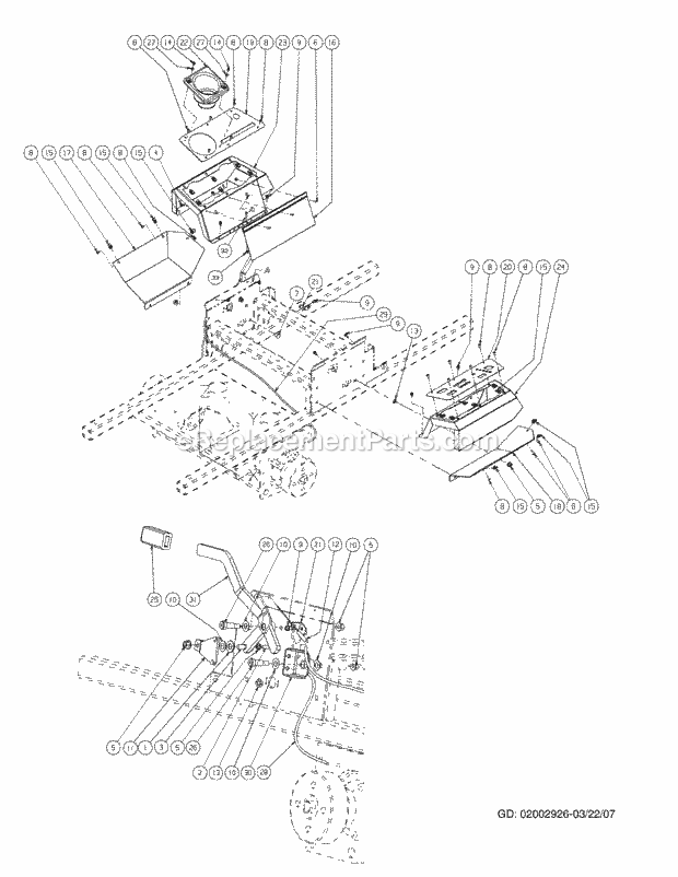 Brake Assembly Diagram and Parts List for M54-KW 53AI8CTW750-23HP-OHV Cub Cadet Lawn Tractor